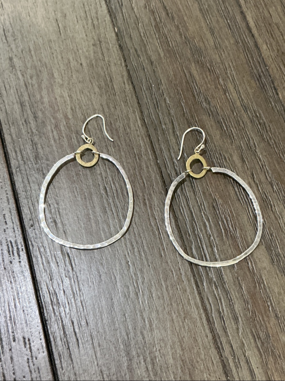 Silpada Hammered Silver Hoop Earrings with Brass Accent